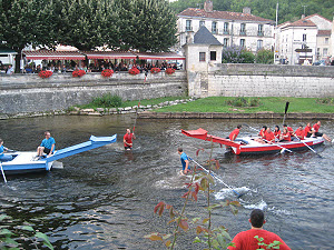 Water jousting on the river at Brantome